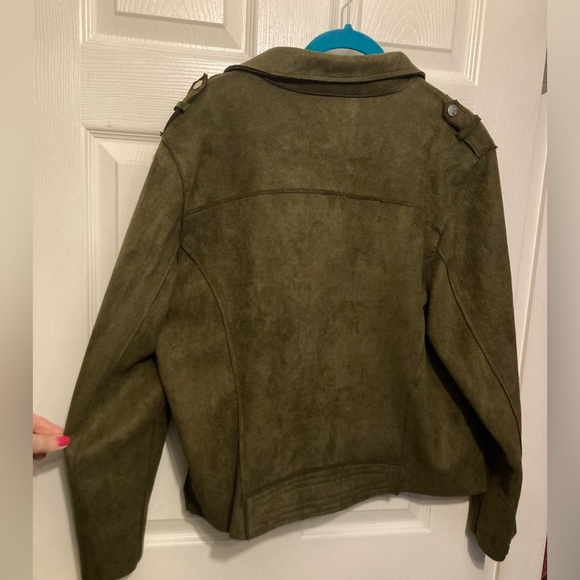 Dex faux suede olive jacket - Picture 2 of 4